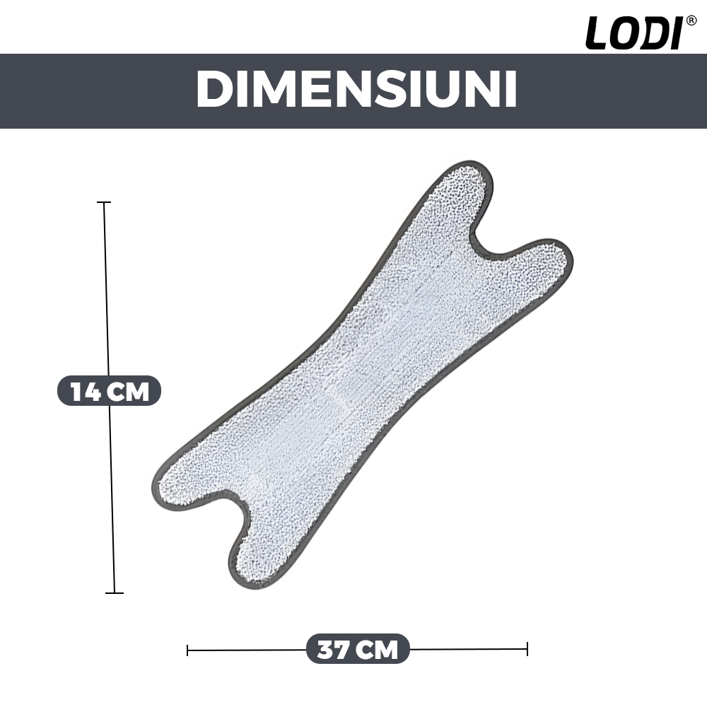 Set 3 Rezerve pentru Mop cu Cap in Forma de X Lodi1247, rotire 360 grade, 37 x 14 cm, gri