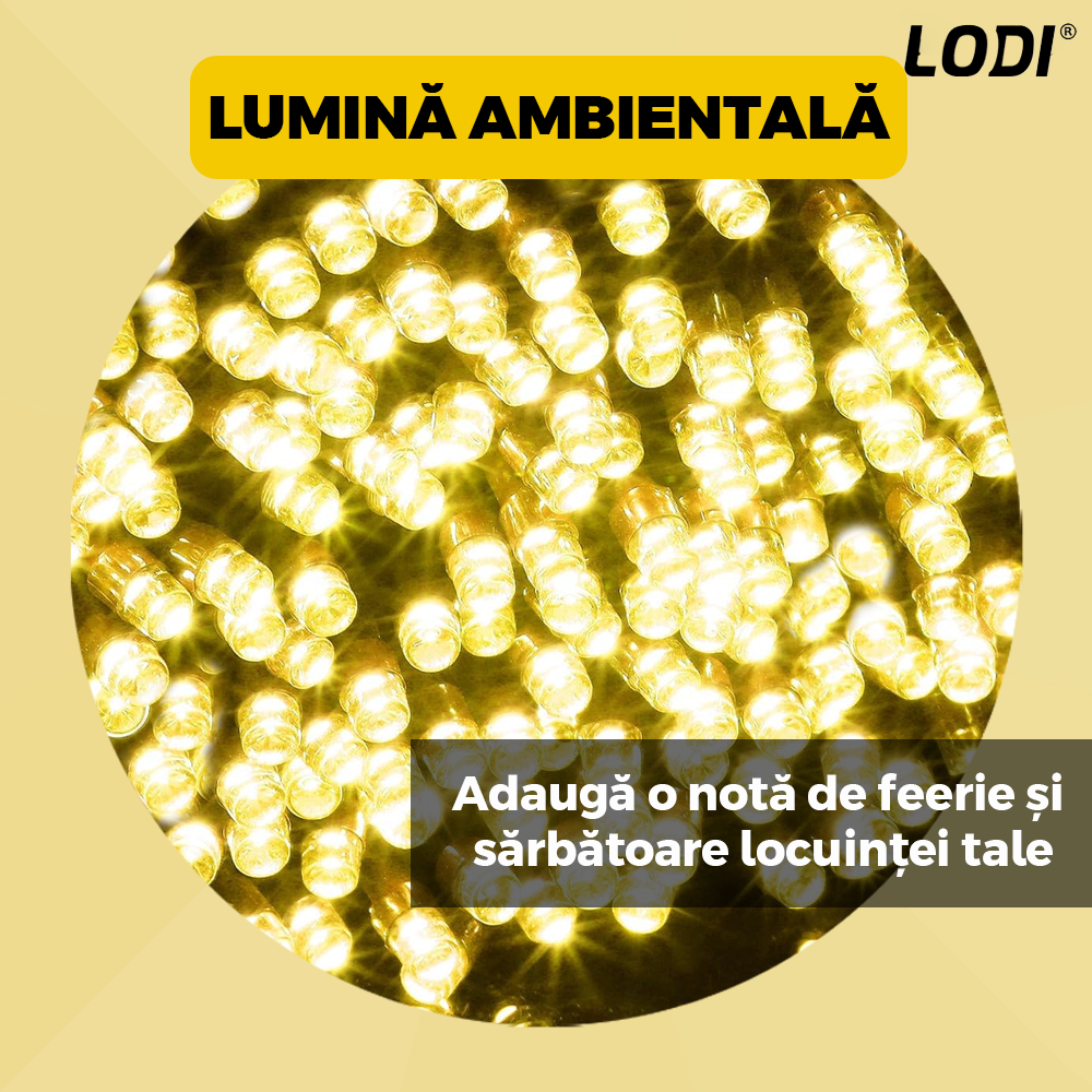 Instalatie de Craciun Perdea Lodi1439, 3x3 m, 8 jocuri de lumini, alimentare la priza, fir alb, interior/exterior, rezistenta la apa, 300 LED-uri, alb cald