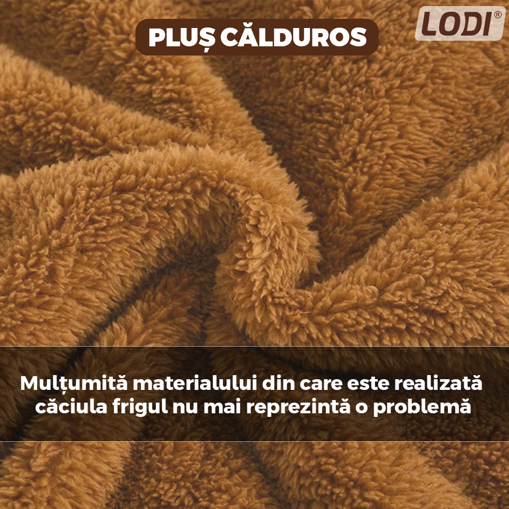 Caciula Pentru Copii Tip Cagula Lodi521, 2 in 1, tematica lumea animalelor, model ursulet panda zambitor, 1-5 ani, maro
