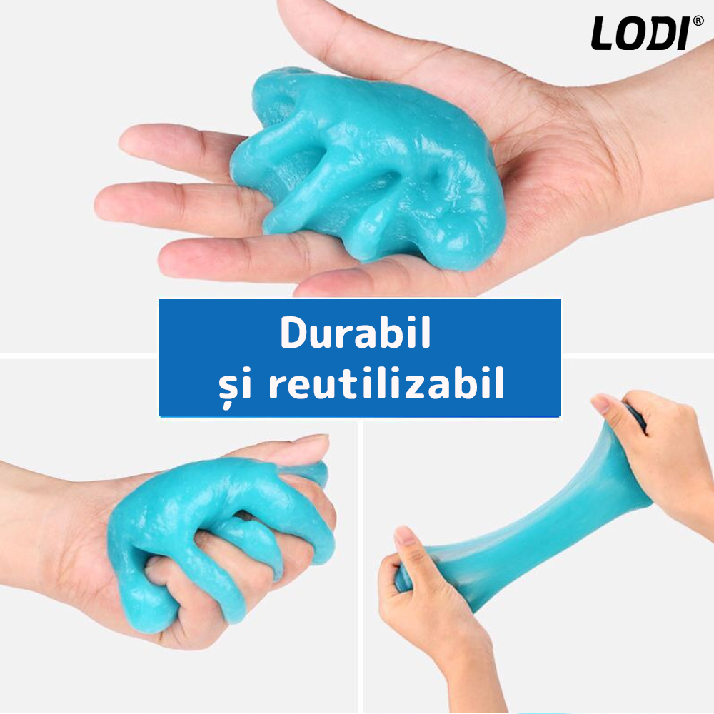 Slime pentru Curatat Spatii Greu Accesibile Lodi315, Super Clean, interior auto, tastatura, uz casnic, albastru