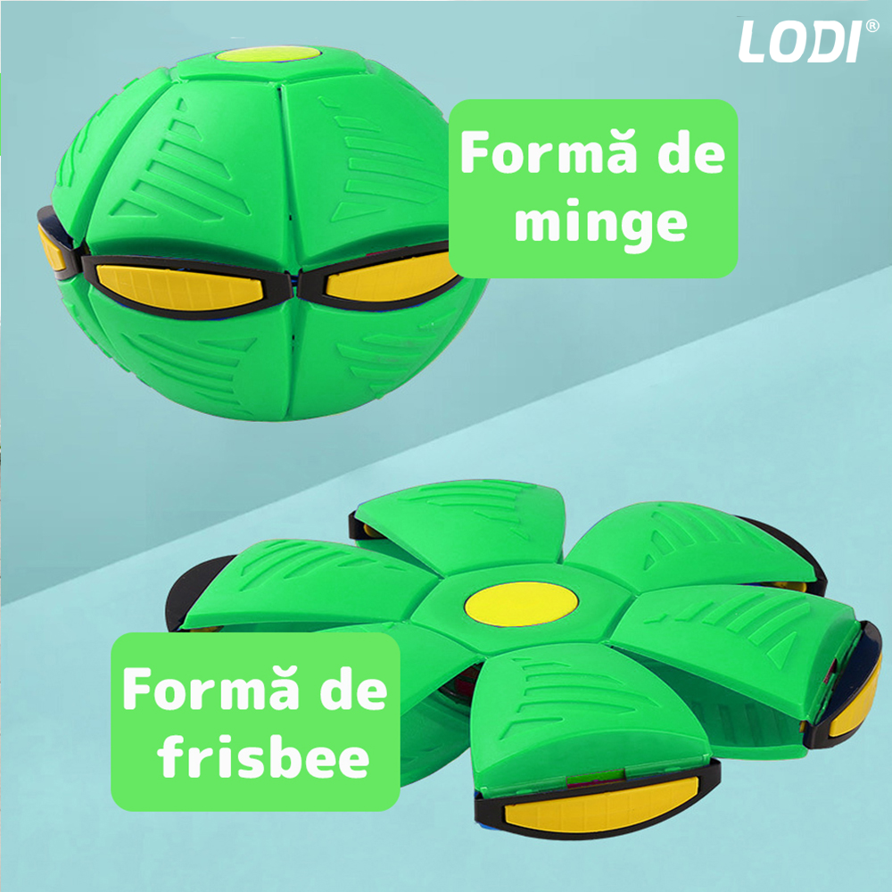 Minge Zburatoare Transformabila in Disc Frisbee Lodi355, 2 moduri de joaca, 23 cm, verde