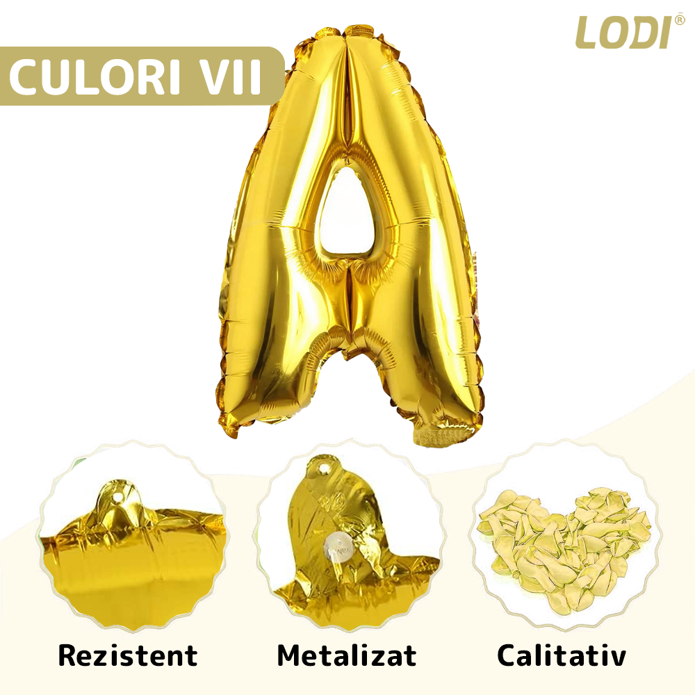 Balon in Forma de Litera A Lodi1467, metalizat, pentru Petreceri/Aniversari/Evenimente, rezistent, folie, gold, 40 cm