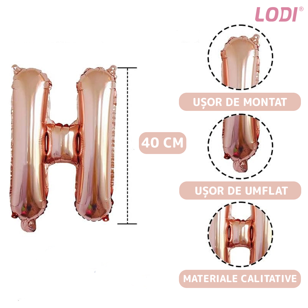 Set 13 Baloane Lodi306, Litere, pentru Petreceri/Aniversari/Evenimente, model HAPPY BIRTHDAY, rose gold