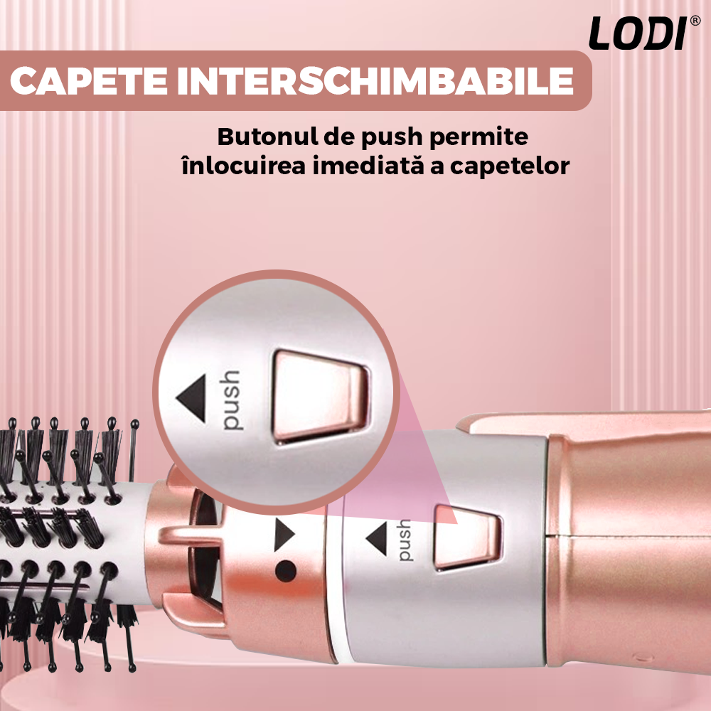 Uscator Par 7 in 1 Lodi547, aparat multifunctional coafare si uscare, 6 accesorii incluse, 2200W, roz perlat