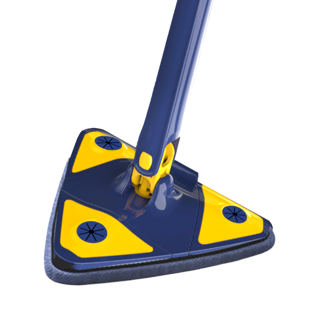 Mop cu Cap Triunghiular Lodi1146, rotire 360 grade, telescopic, curatare usoara, 127 cm, albastru/galben deschis
