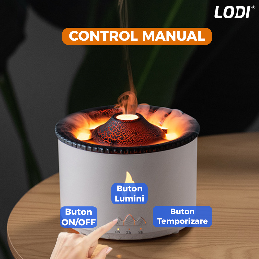 Difuzor Aromaterapie Lava Lodi510, 2 culori LED, capacitate 360ml, silentios, umidifica aerul, alb