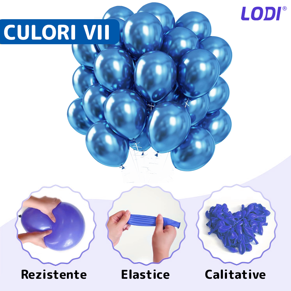 Set 25 Baloane Lodi756, Litere, pentru Petreceri/Aniversari/Evenimente, confetti, stelute, model HAPPY BIRTHDAY, albastru