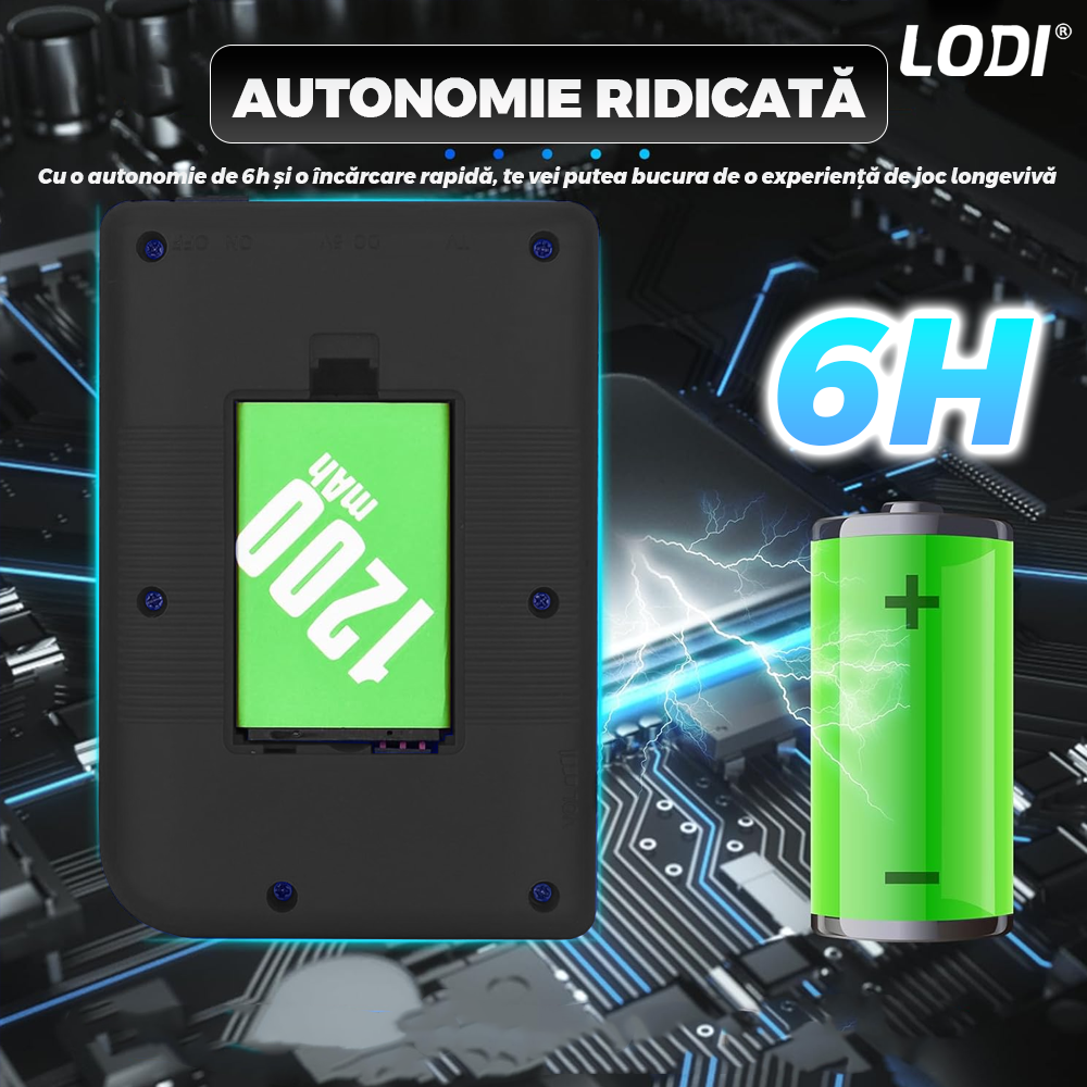 Mini Consola Jocuri Retro Game Box Lodi1502, SR-90, 400 in 1, maneta 2nd player inclusa, rotita volum, portabila, cablu AV, incarcare USB-MINI, autonomie ridicata, 11x8 cm, alb