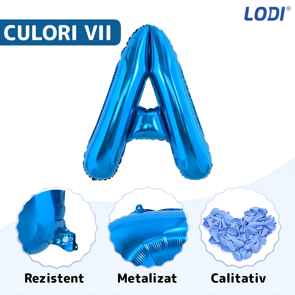 Balon in Forma de Litera A Lodi1021, metalizat, pentru Petreceri/Aniversari/Evenimente,rezistent, folie, albastru, 40 cm