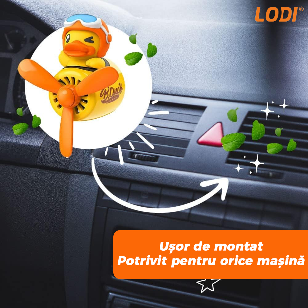Difuzor Auto Aromaterapie Lodi336 car pilot yellow duck, kit odorizant, 2 arome cu extracte naturale incluse