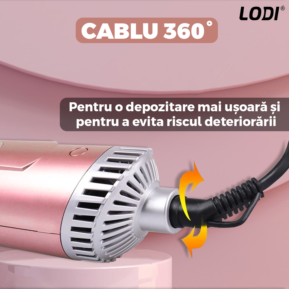 Uscator Par 7 in 1 Lodi547, aparat multifunctional coafare si uscare, 6 accesorii incluse, 2200W, roz perlat