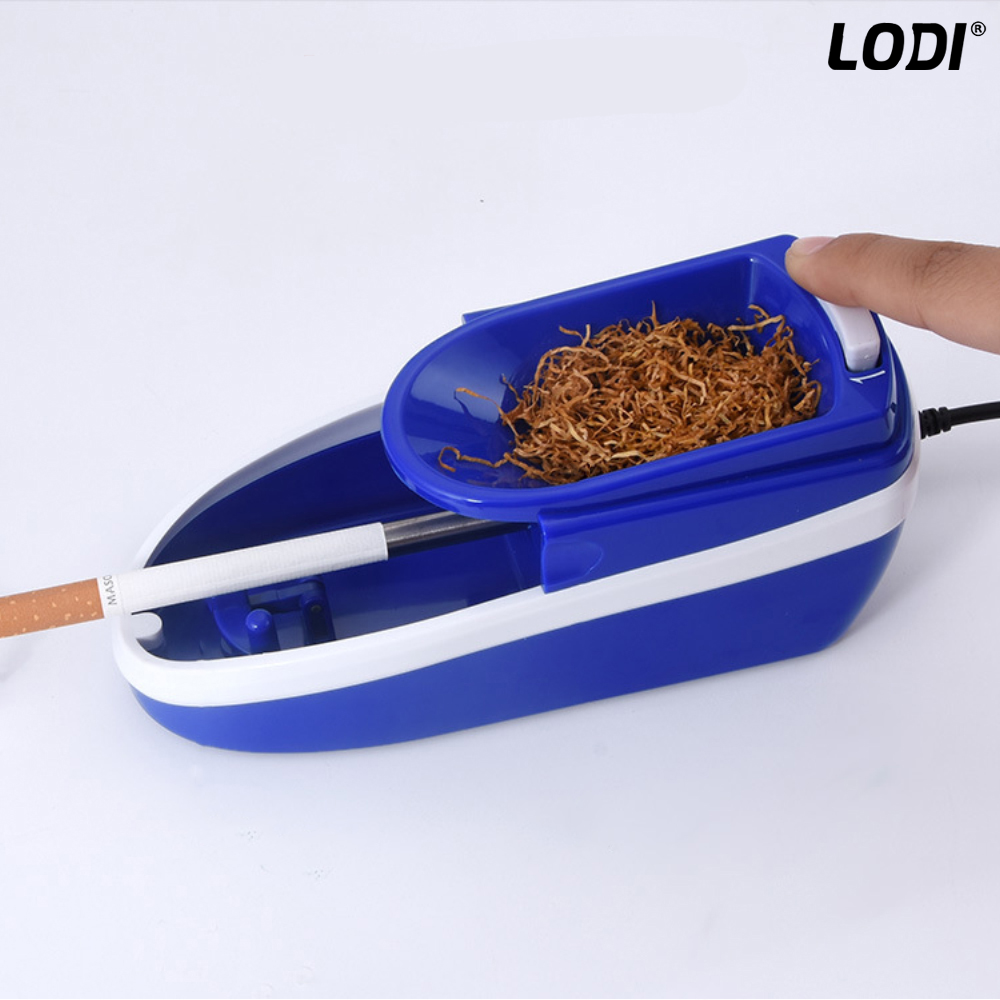 Aparat Electric de Facut Tigari Lodi275, injector de tutun, ergonomic, dimensiune standard, adaptor inclus, albastru