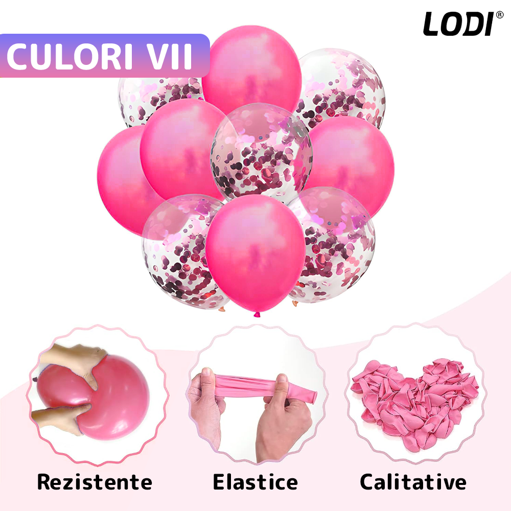 Set 25 Baloane Lodi1042, Litere, pentru Petreceri/Aniversari/Evenimente, confetti, stelute, model HAPPY BIRTHDAY, roz/mov/alb