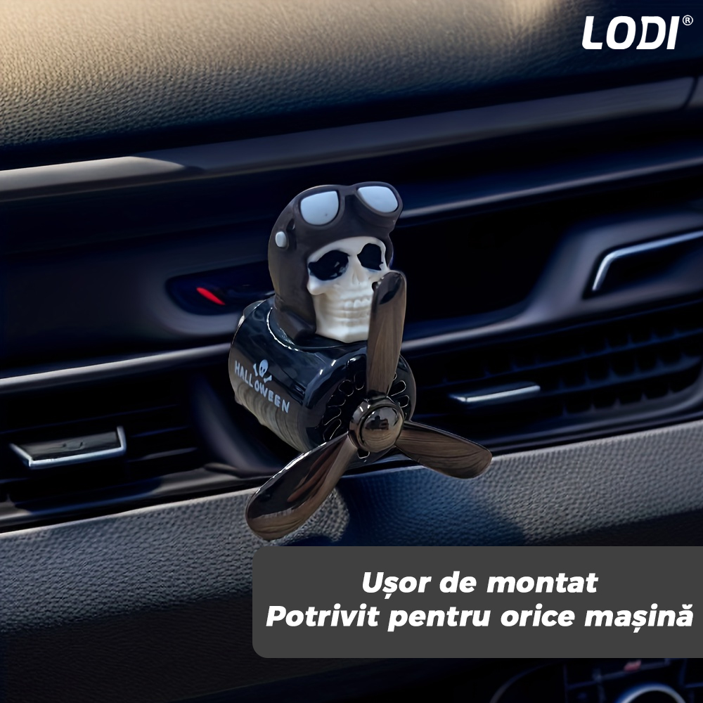 Difuzor Auto Aromaterapie Lodi339 car pilot skeleton, kit odorizant, 2 arome cu extracte naturale incluse