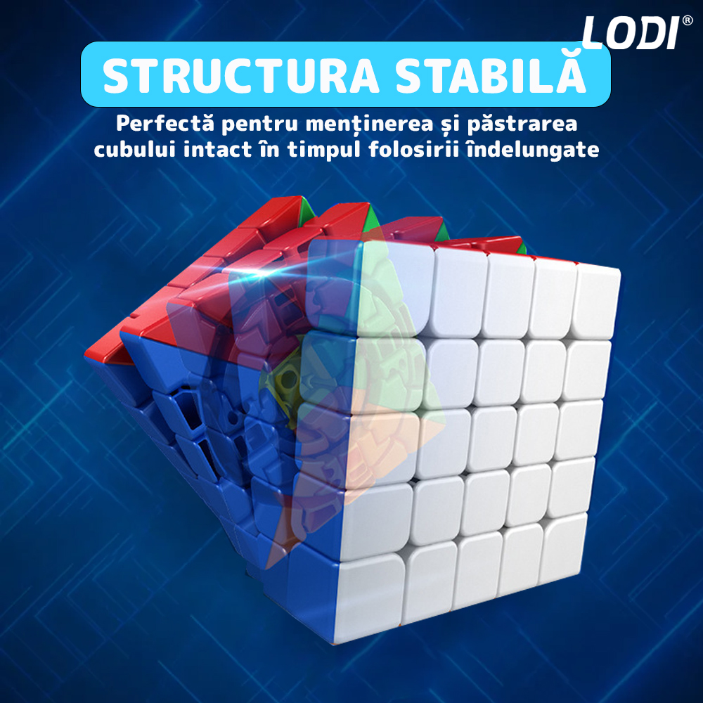 Cub Rubik Magic Cube Magnetic Lodi366, speed puzzle, stickerless, dezvoltarea inteligentei, 5x5x5, multicolor