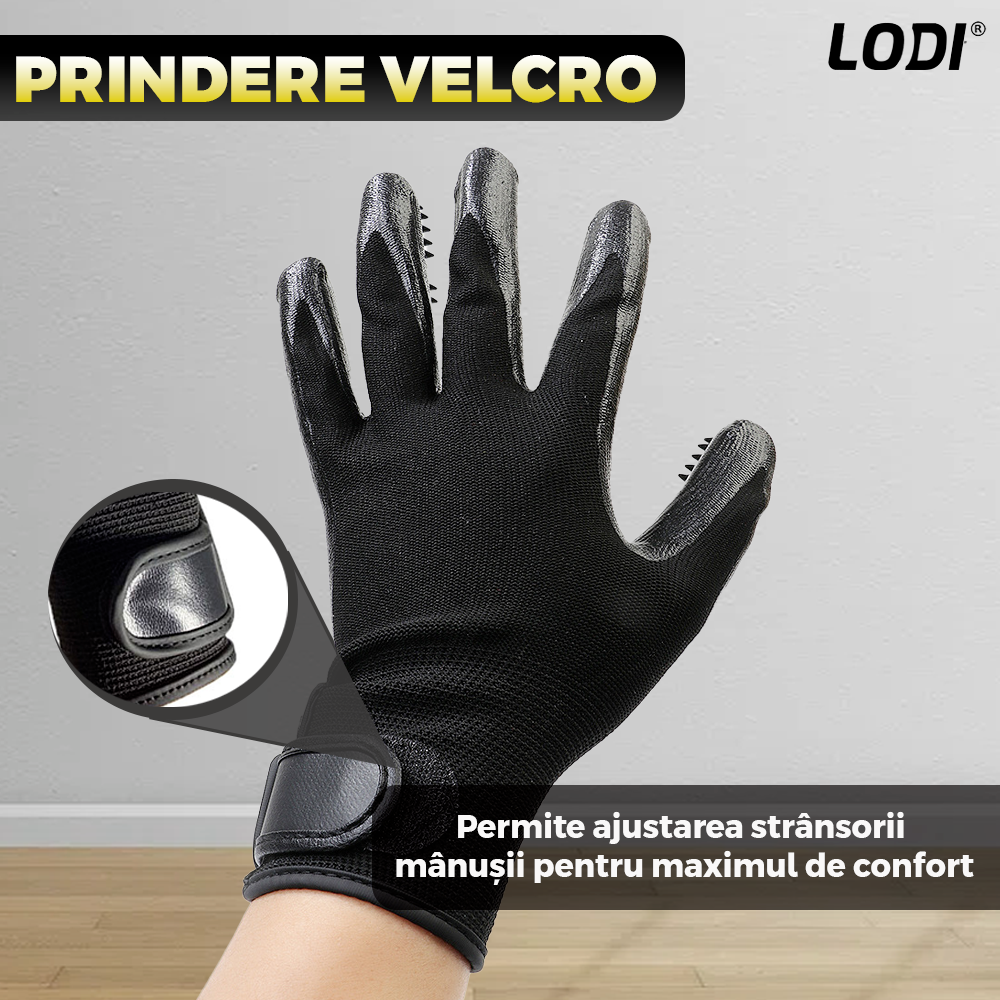Kit pentru Ingrijire Animale Premium Lodi1011, 4 accesorii, manusi pentru animale, perie cu zimti, perie pentru scame, perie de lemn, usor de utilizat, durabile, calitative