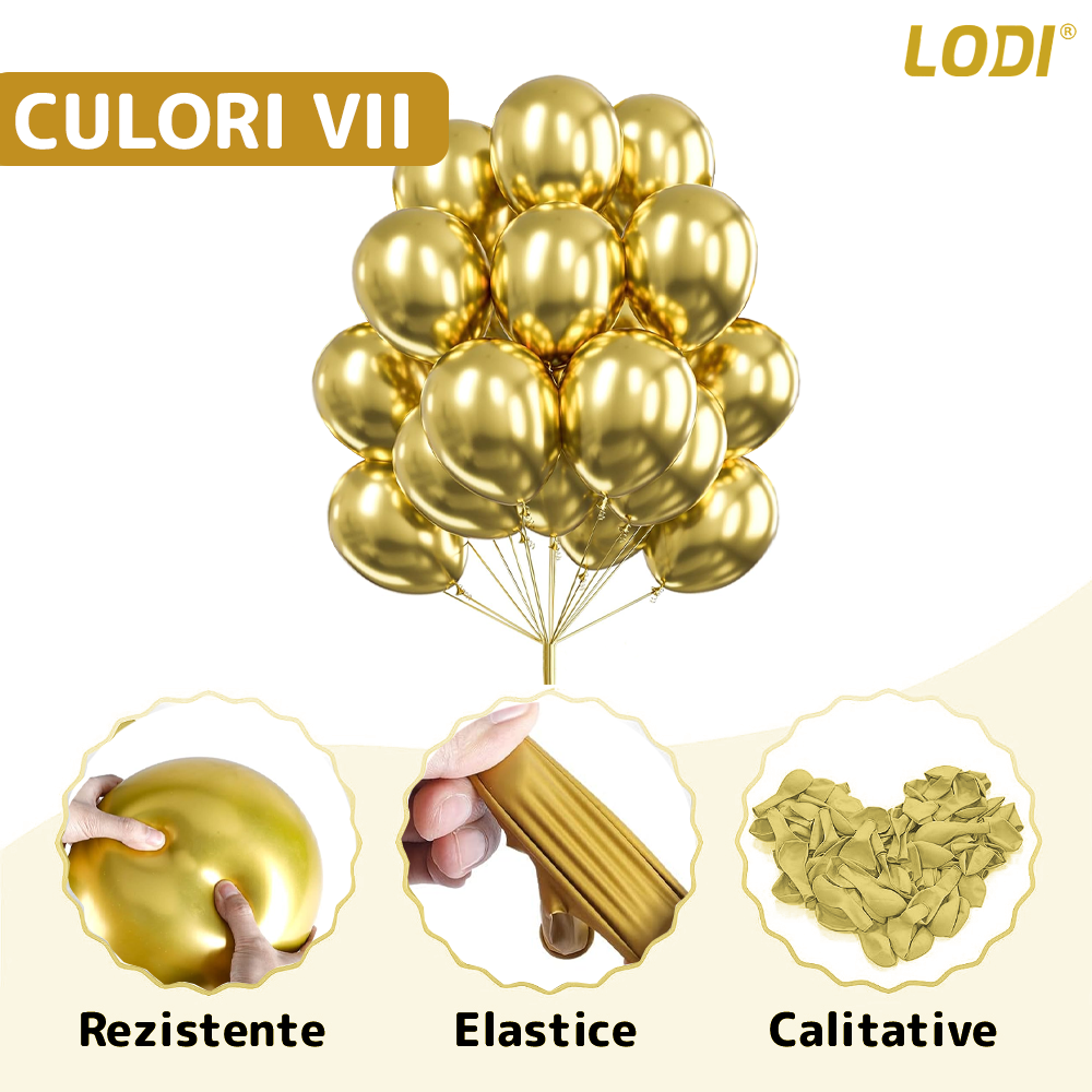 Set 50 Baloane Lodi721, pentru Petreceri/Aniversari/Evenimente, o singura dimensiune, latex, gold