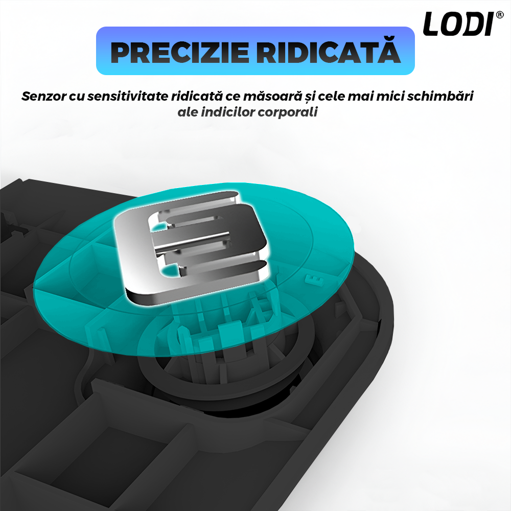 Cantar Electronic Inteligent Lodi1258, pentru baie, corporal, aplicatie smart, indicator greutate/baterie/temperatura, conectare bluetooth, afisaj digital, greutate maxima suportata 180 kg, baterii incluse, negru