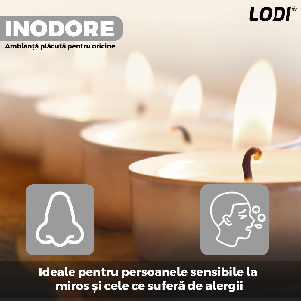 Set Lumanari Tip Pastila Lodi, din ceara, inodore, timp de ardere 3 ore, 3.6 x 0.8 cm, alb
