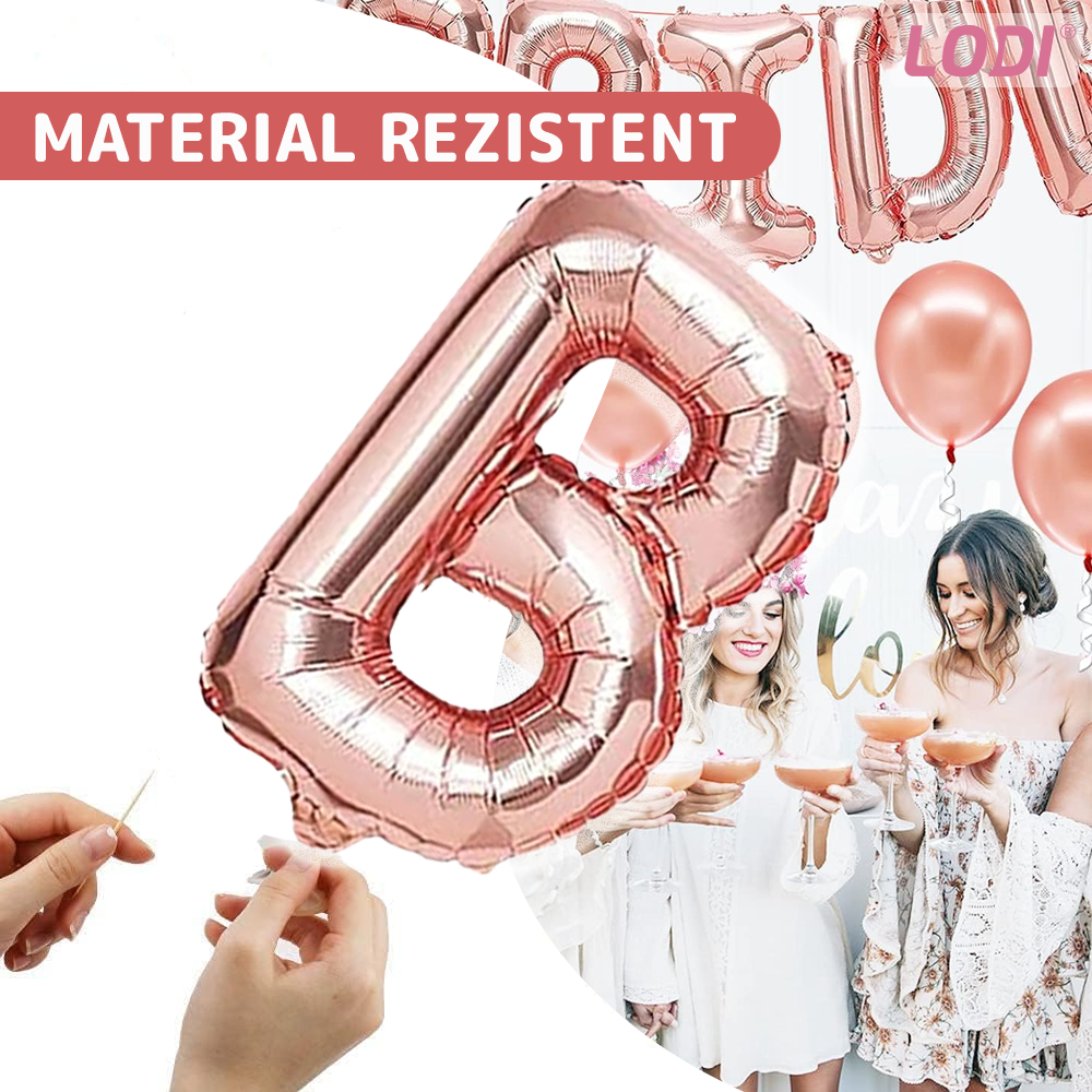 Set 9 Baloane Lodi719, Litere, pentru Petreceri/Aniversari/Evenimente, model BRIDE TO BE, rose gold