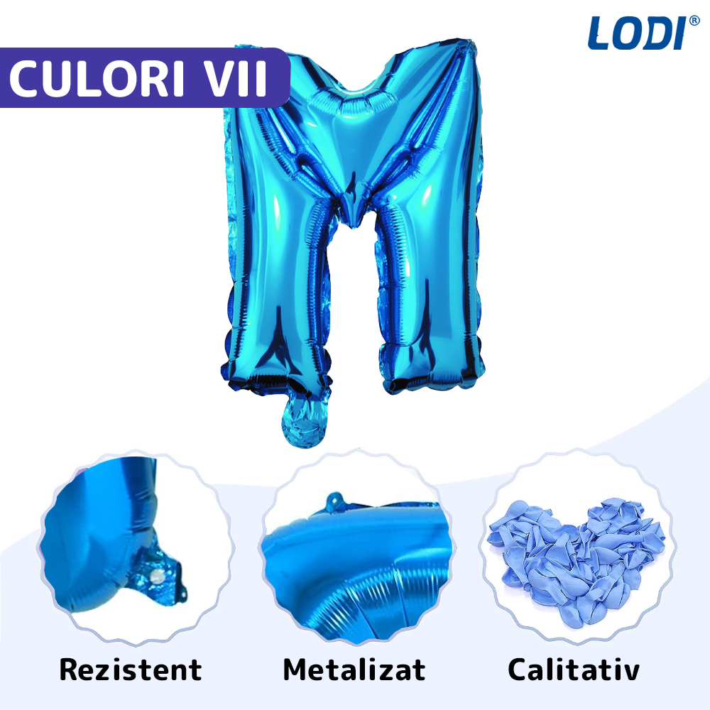 Balon in Forma de Litera M Lodi1478, metalizat, pentru Petreceri/Aniversari/Evenimente, rezistent, folie, albastru, 40 cm