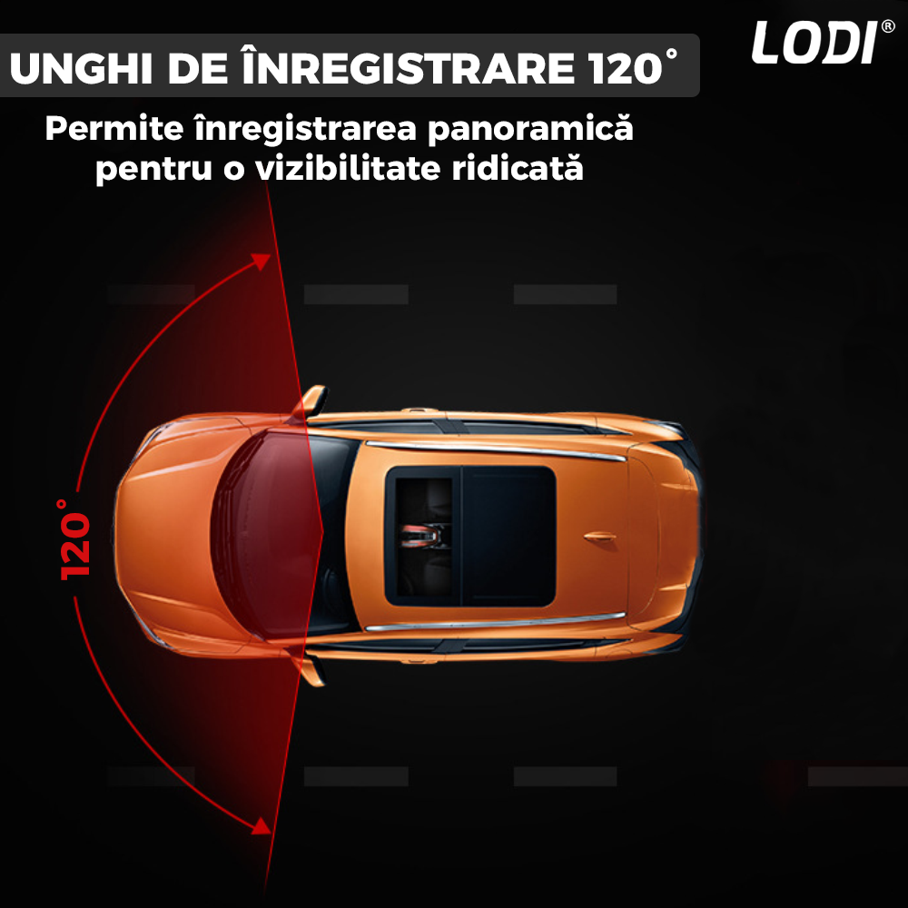 Oglinda Auto Retrovizoare cu Camera Frontala Lodi492, video Full HD 1080P, senzor G, 32GB, Night Vision, Display 2.8 inch, negru