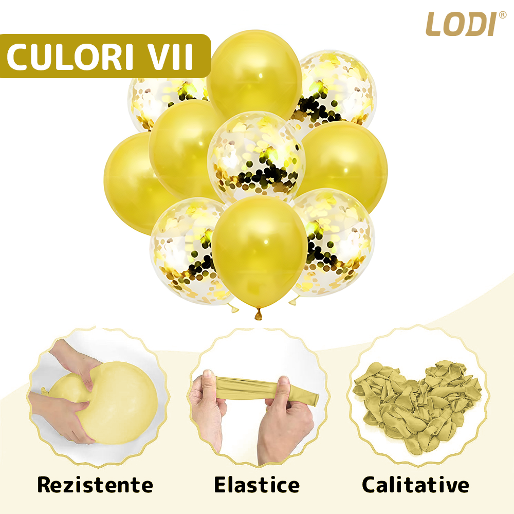 Set 27 Baloane Lodi768, Litere, pentru Petreceri/Aniversari/Evenimente, confetti, stelute, inimioare, model HAPPY BIRTHDAY, gold