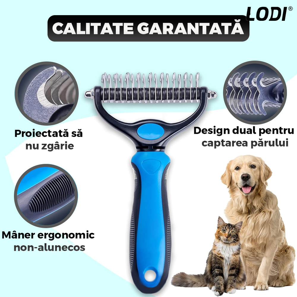 Kit pentru Ingrijire Animale Standard Lodi1010, 3 accesorii, perie cu zimti, perie pentru scame, perie de lemn, usor de utilizat, durabile, calitative