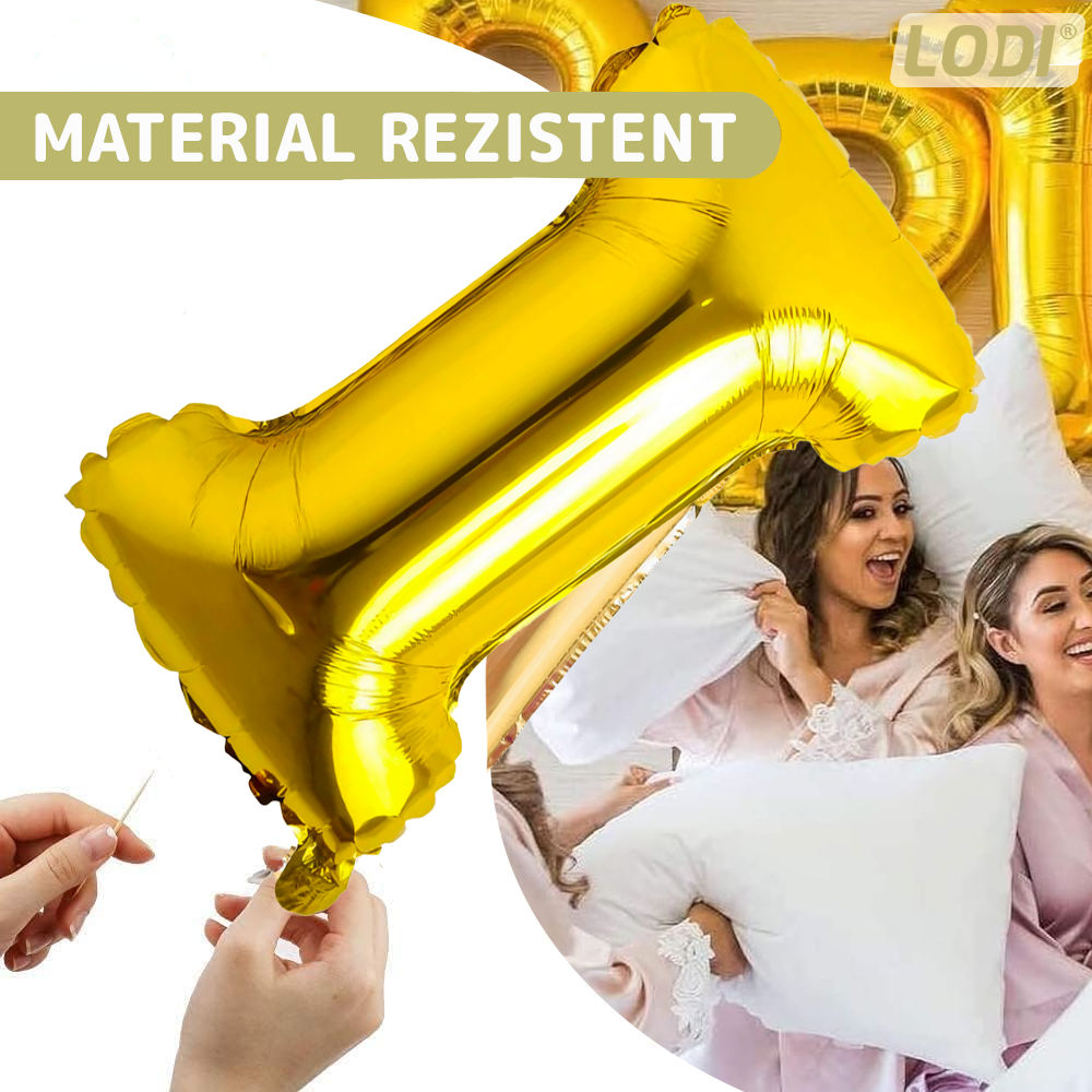 Balon in Forma de Litera I Lodi1470, metalizat, pentru Petreceri/Aniversari/Evenimente, rezistent, folie, gold, 40 cm