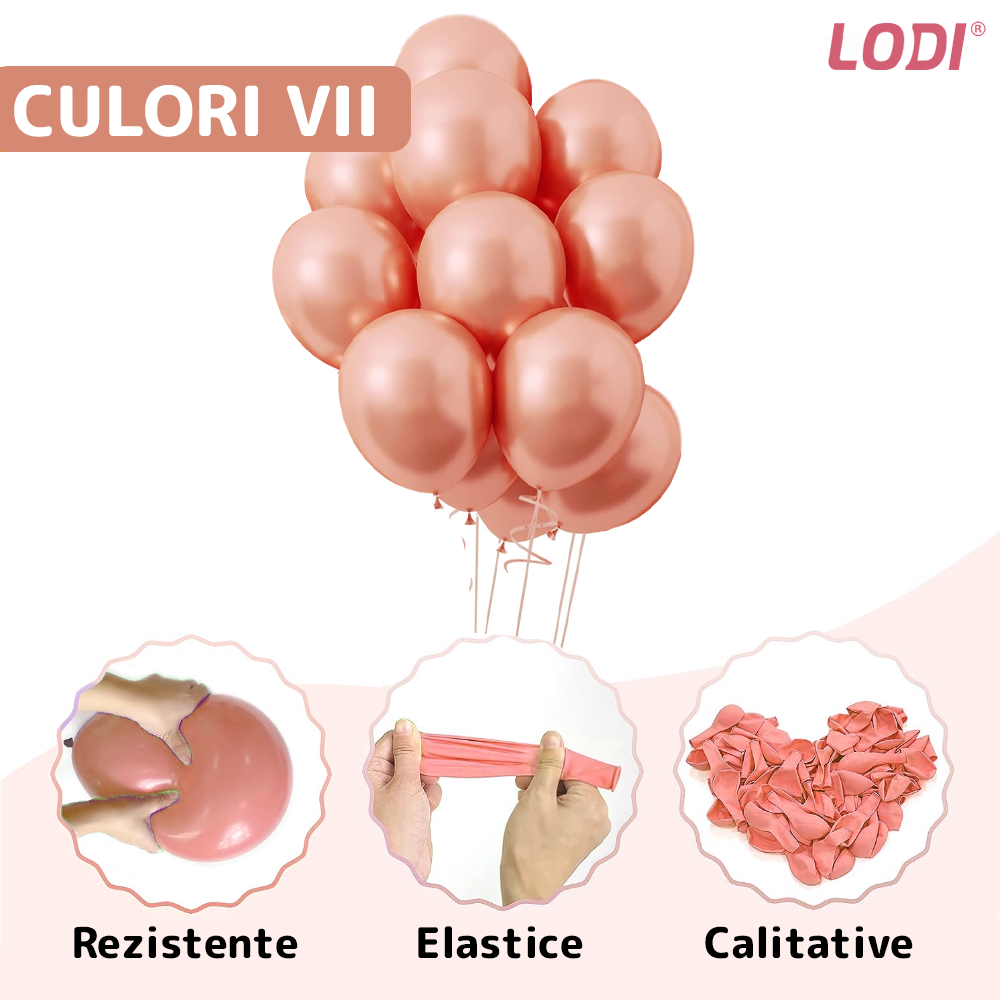 Set 25 Baloane Lodi773, pentru Petreceri/Aniversari/Evenimente, o singura dimensiune, latex, rose gold