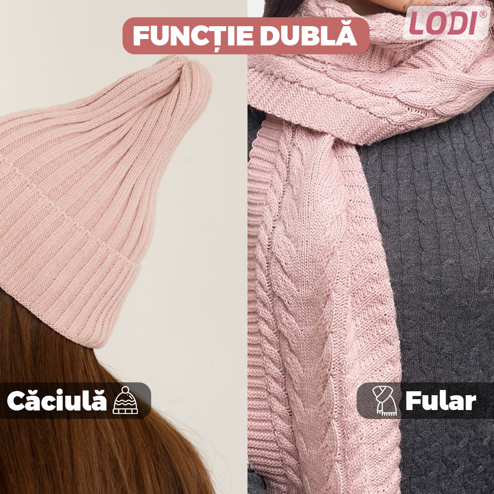 Caciula Pentru Copii Tip Cagula Lodi523, 2 in 1, tematica lumea animalelor, model ursulet panda zambitor, 1-5 ani, roz