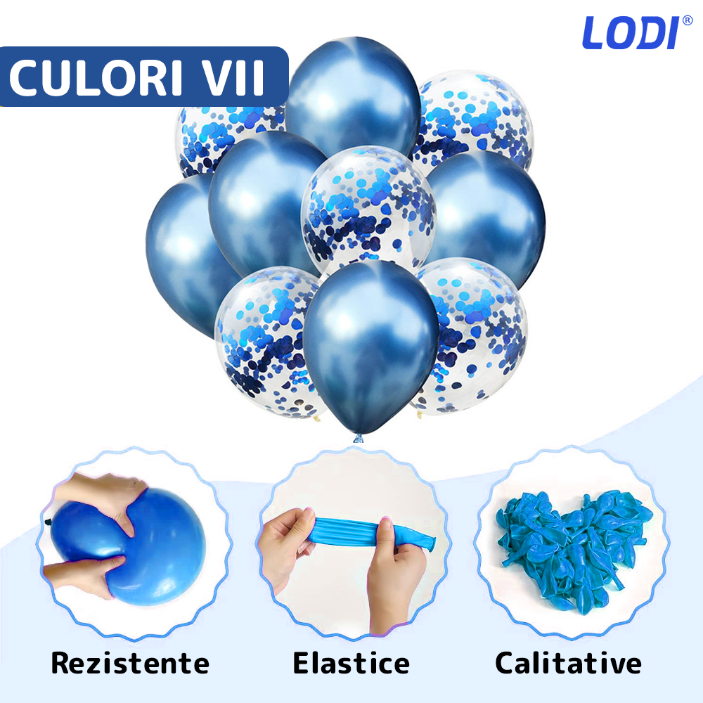 Set 10 Baloane Lodi725, Confeti, pentru Petreceri/Aniversari/Evenimente, o singura dimensiune, 2 culori, latex, albastru inchis