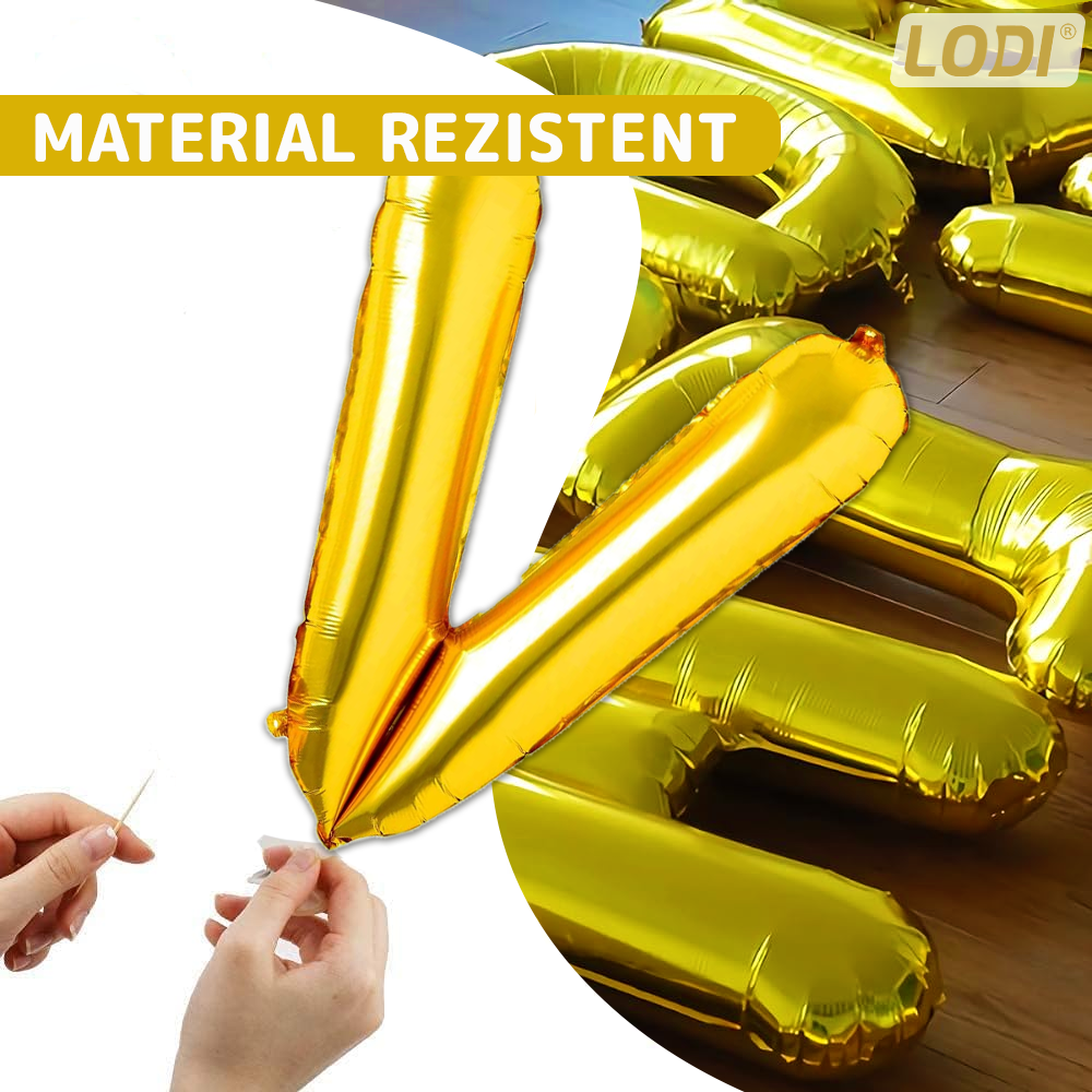 Set 12 Baloane Lodi748, Litere, pentru Petreceri/Aniversari/Evenimente, o singura dimensiune, o culoare, metalizate, folie, model BINE ATI VENIT auriu, 45 cm