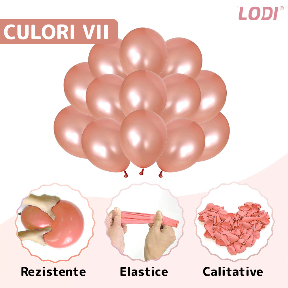 Set 25 Baloane Lodi754, Litere, pentru Petreceri/Aniversari/Evenimente, confetti, inimioare, model HAPPY BIRTHDAY, rose gold