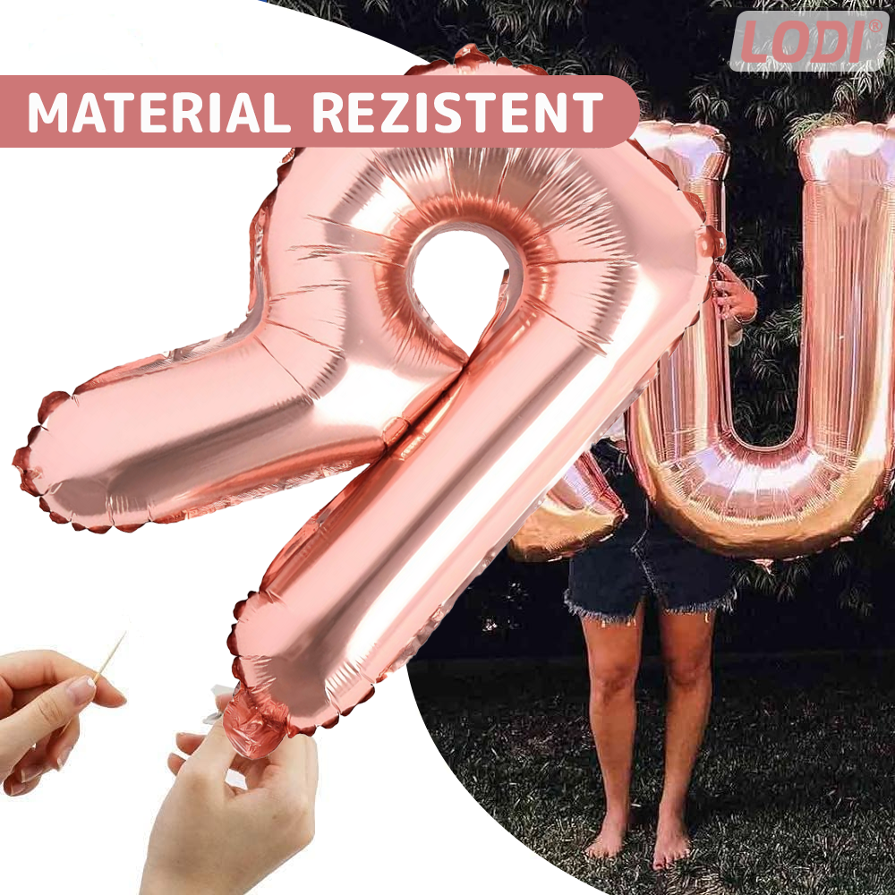 Balon in Forma de Litera R Lodi1473, metalizat, pentru Petreceri/Aniversari/Evenimente, rezistent, folie, rose gold, 40 cm