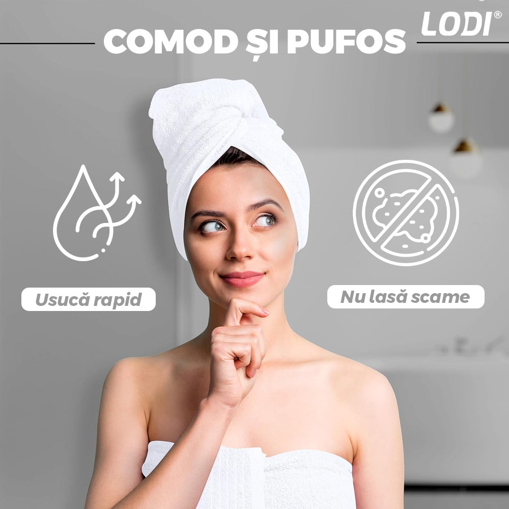 Prosop de baie si de fata Lodi, pentru uz rezidential/hotel/calatorii, densitate 420g/m², model egiptean, bumbac 100%, dimensiuni 30x50 cm, alb