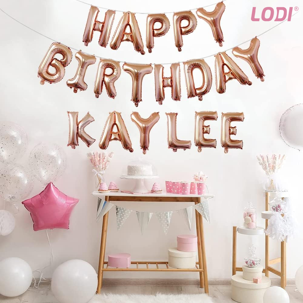 Set 13 Baloane Lodi306, Litere, pentru Petreceri/Aniversari/Evenimente, model HAPPY BIRTHDAY, rose gold