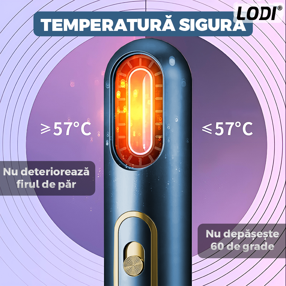 Uscator Profesional de Par 3 in 1 Lodi1085, aparat multifunctional coafare si uscare, 3 accesorii incluse, 1200W, albastru