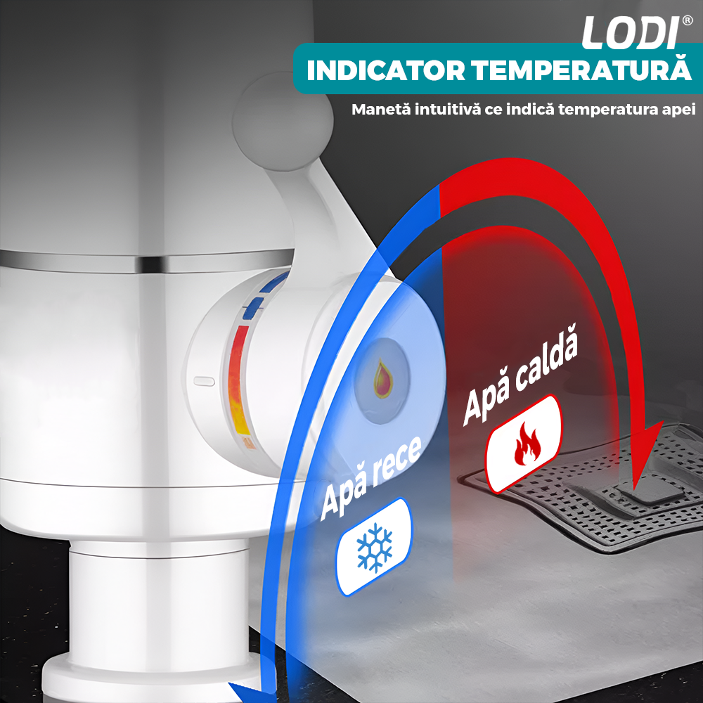 Robinet Electric pentru Incalzit Apa Lodi1199, materiale calitative, sistem de incalzire eficient, indicator temperatura, otel inoxidabil, alb