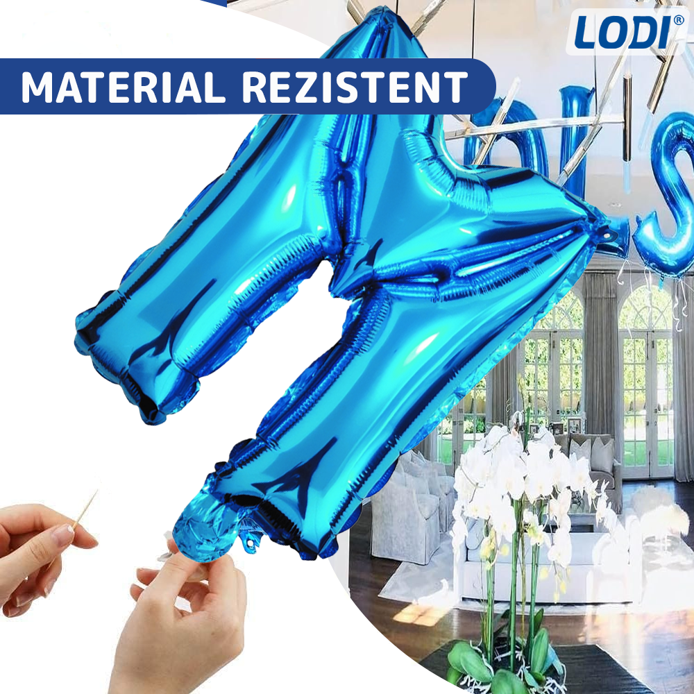 Balon in Forma de Litera M Lodi1478, metalizat, pentru Petreceri/Aniversari/Evenimente, rezistent, folie, albastru, 40 cm