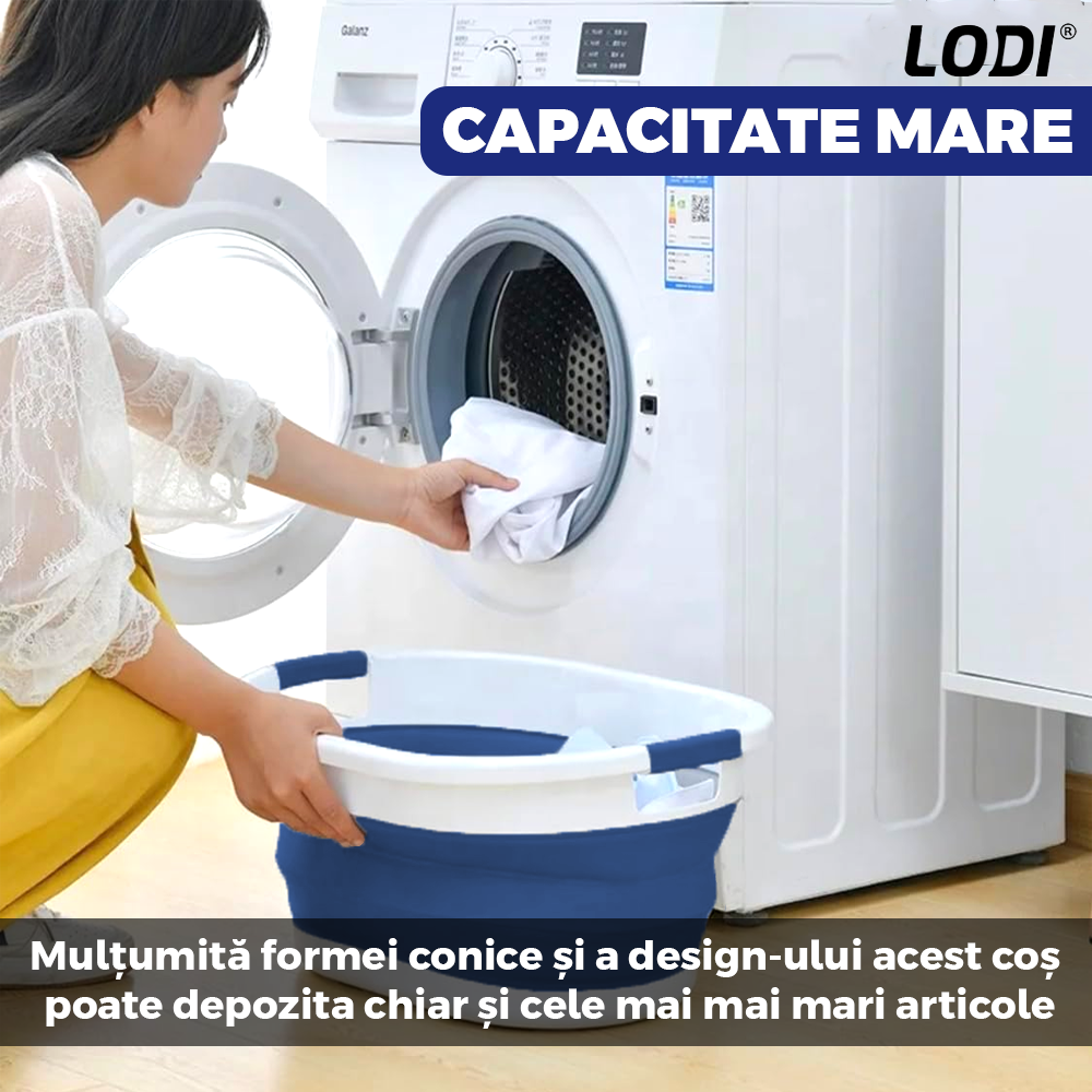 Cos de Rufe Pliabil Lodi944, organizare si depozitare, multifunctional, compact, 32 litri,32 litri, 62 x 45 x 27 cm, albastru