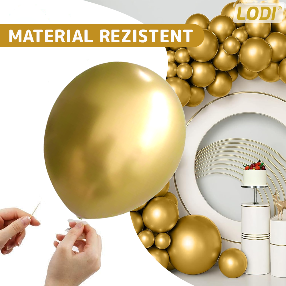 Set 50 Baloane Lodi721, pentru Petreceri/Aniversari/Evenimente, o singura dimensiune, latex, gold