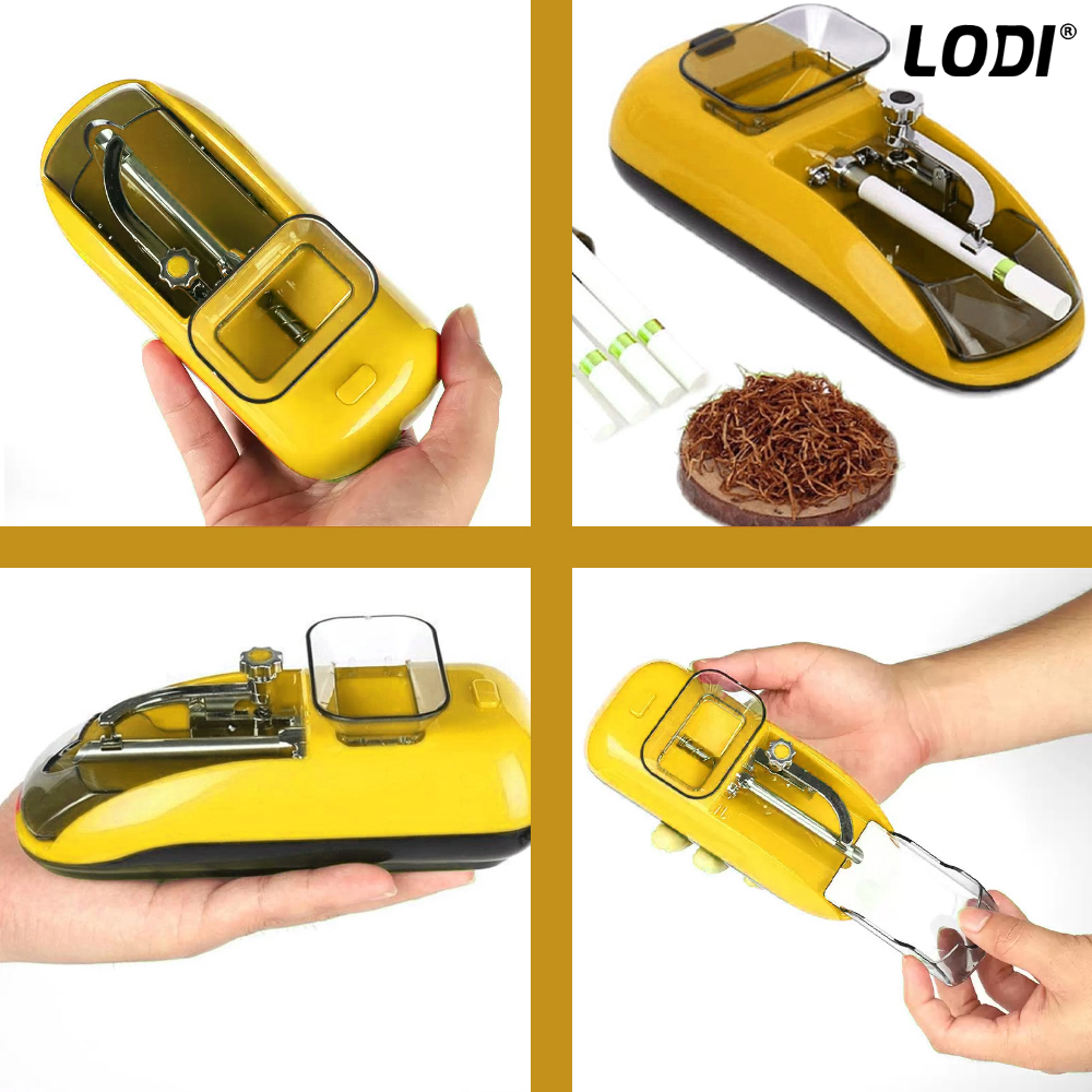 Aparat Electric de Facut Tigari Lodi285, injector tutun, dimensiune standard, ergonomic, accesorii incluse, galben