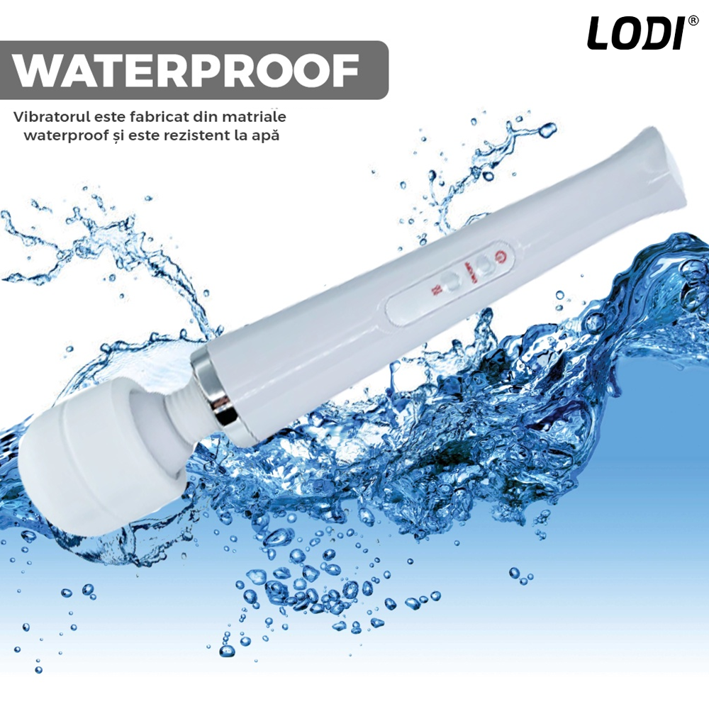Aparat de Masaj Lodi1095, 10 Frecvente de Vibratii, waterproof, alimentare USB, portabil, elimina durerile musculare, alb