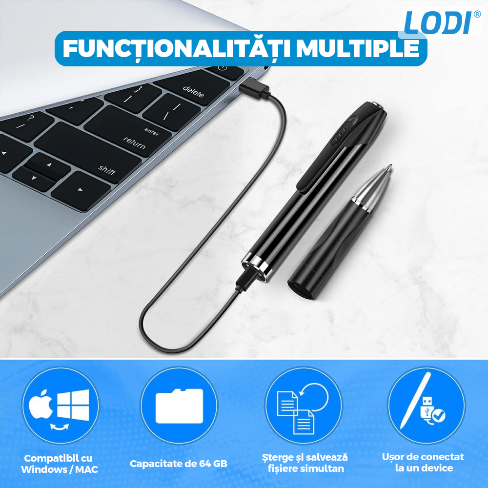 Pix Spion cu Camera 1080 Full HD Lodi474, inregistrare audio video, foto, aparat spion cu camera ascunsa, capacitate de stocare 64 gb, negru