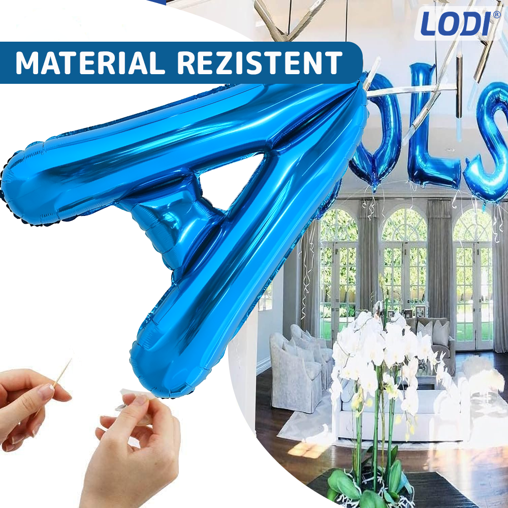 Balon in Forma de Litera A Lodi1021, metalizat, pentru Petreceri/Aniversari/Evenimente,rezistent, folie, albastru, 40 cm
