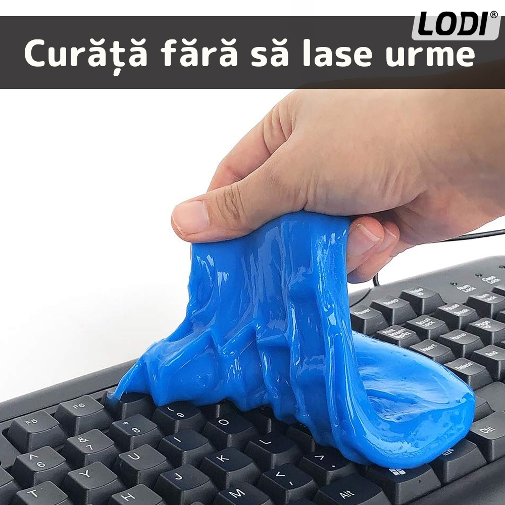 Slime pentru Curatat Spatii Greu Accesibile Lodi315, Super Clean, interior auto, tastatura, uz casnic, albastru