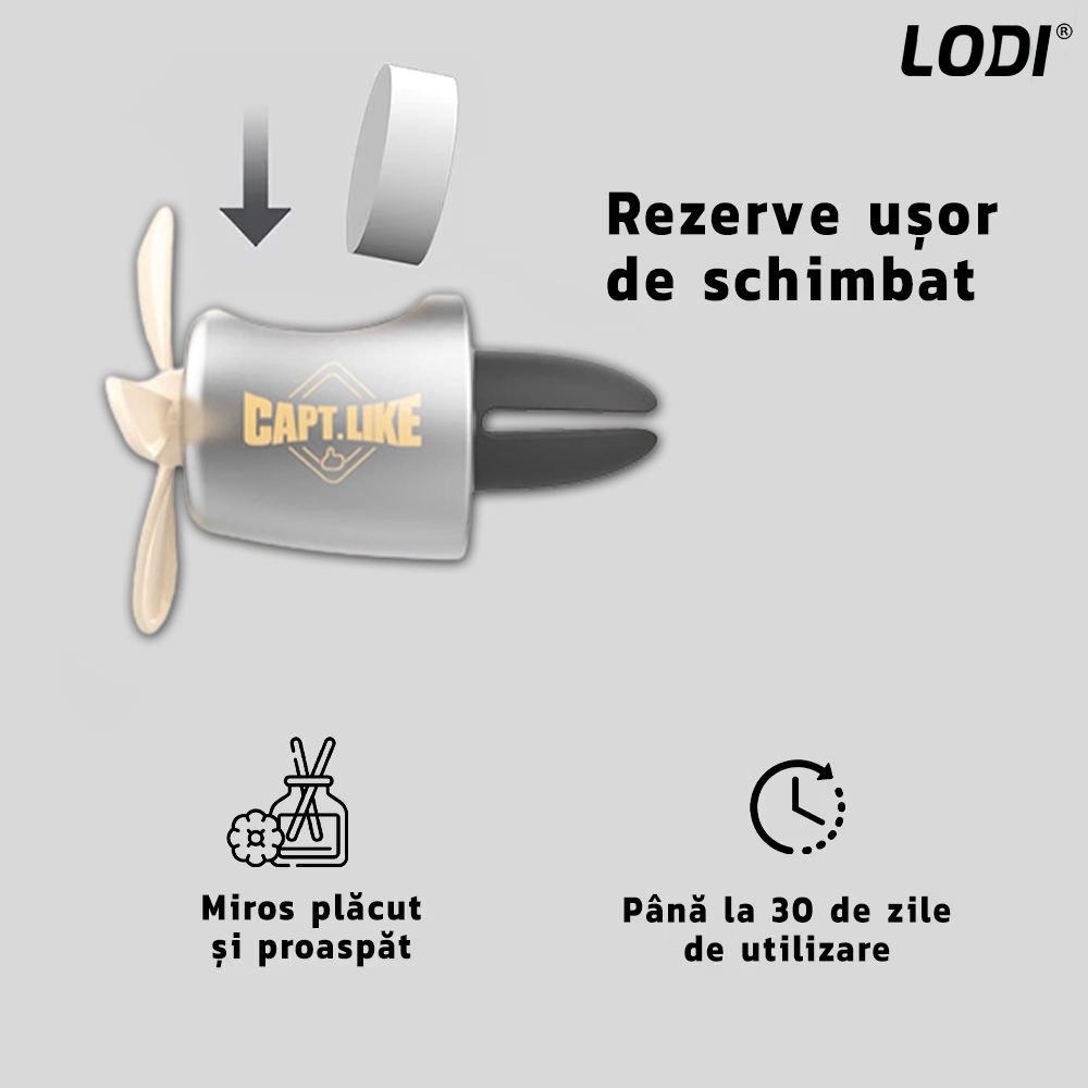 Difuzor Auto Aromaterapie Lodi338 car pilot bear cu palariuta, kit odorizant, 2 arome cu extracte naturale incluse