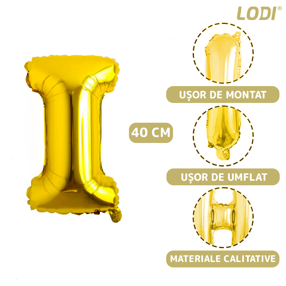 Balon in Forma de Litera I Lodi1470, metalizat, pentru Petreceri/Aniversari/Evenimente, rezistent, folie, gold, 40 cm