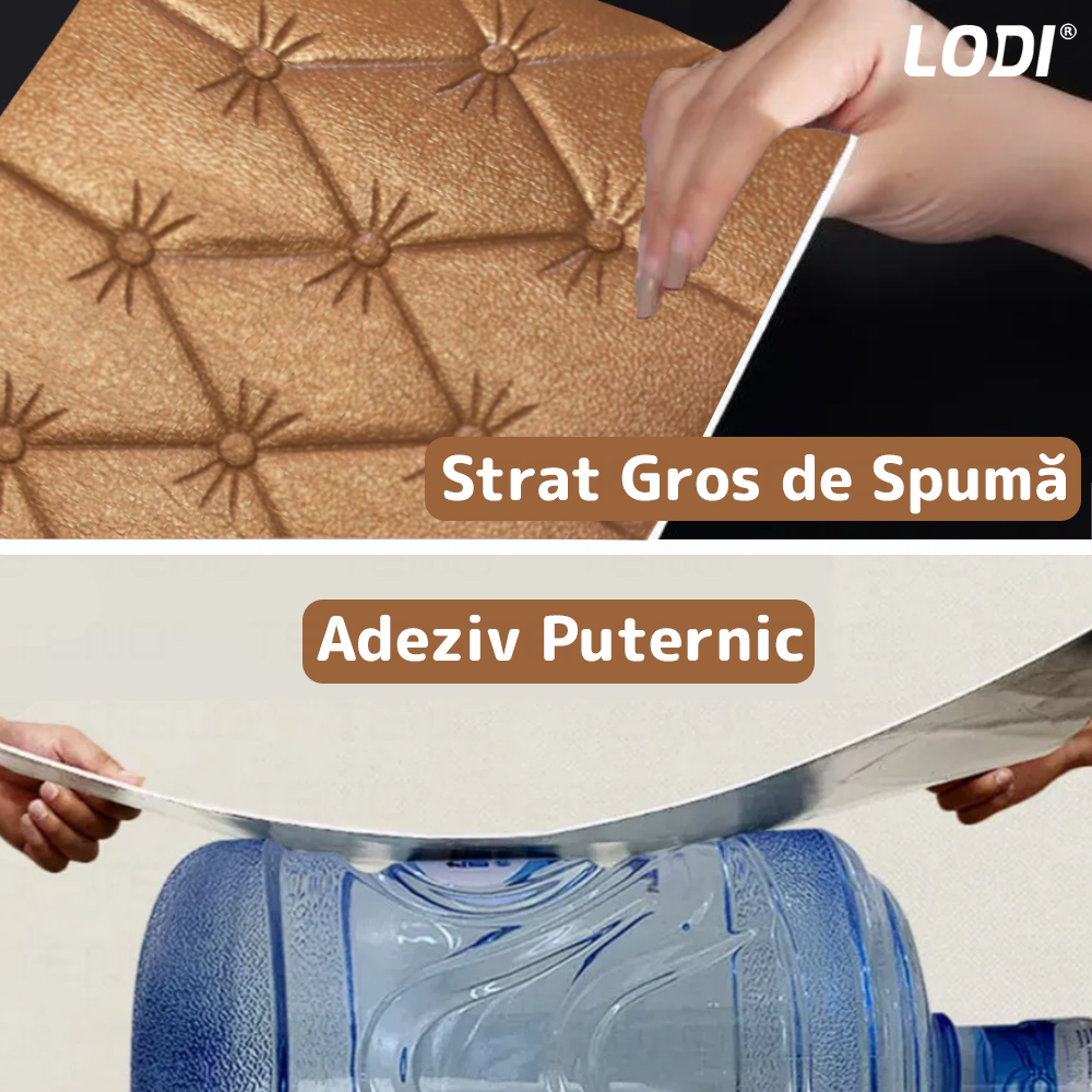 Set Tapet 3D Lodi390, suprafata acoperire 2.45 mp, autoadeziv, waterproof, design modern, usor de montat, 70x35 cm, maro